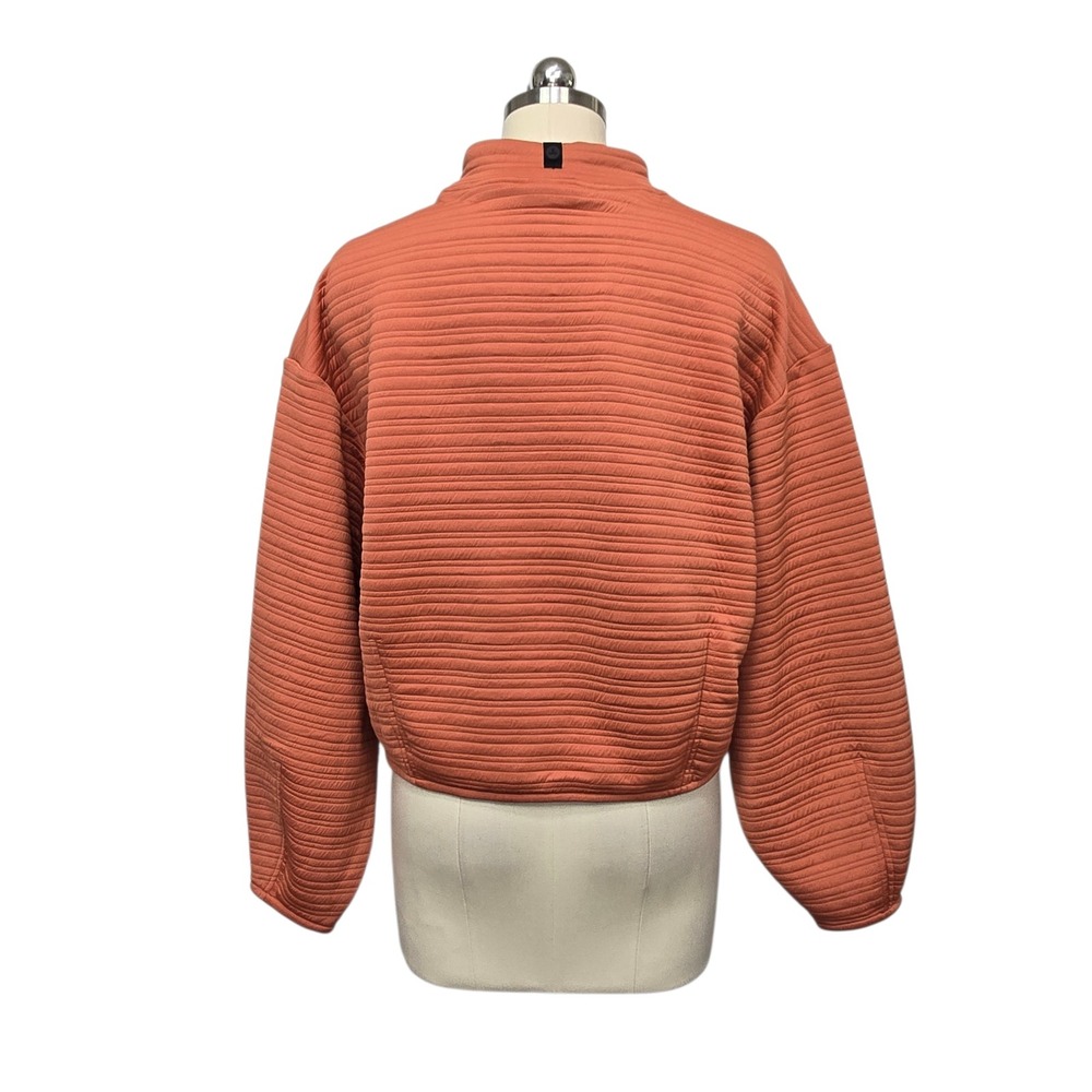 Prana Send Off Quilted Mock Neck Pullover Terracotta Orange Recycled Crop Small - Picture 2 of 7